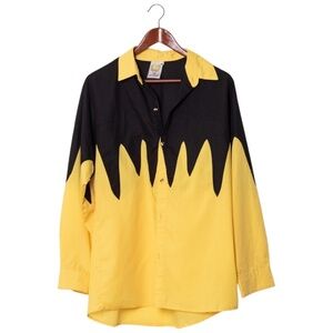 Vintage As De Oros Bullfighting Shirt Men's Size Medium Yellow Black Mexico